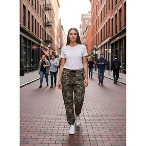 WXYZ David Multipocket Camo Pants‎ Women's XL Men's Large Cargo Utility Green